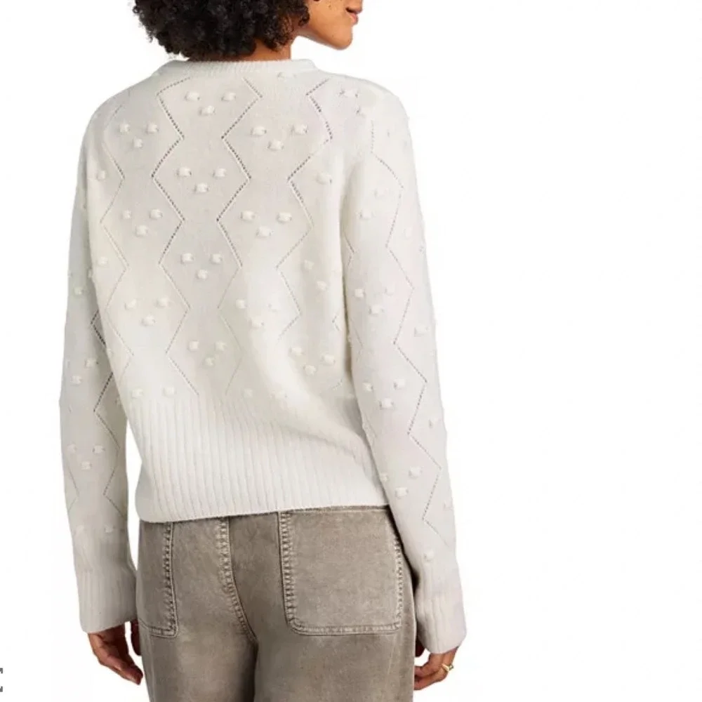 Splendid Julia Diamond Pointelle Wool Alpaca Blend Sweater Womens Medium Ivory - Picture 2 of 10